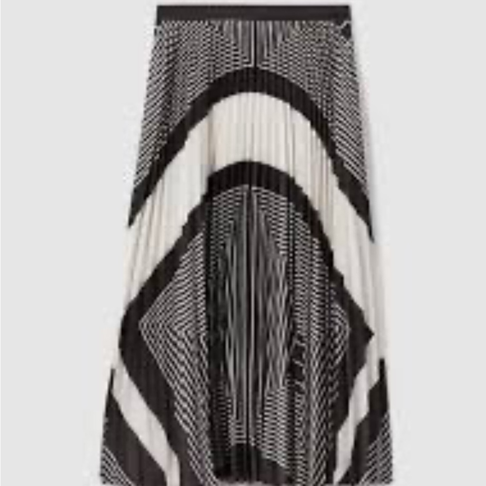 Reiss Black and White Pleated Midi Skirt - Picture 3 of 6